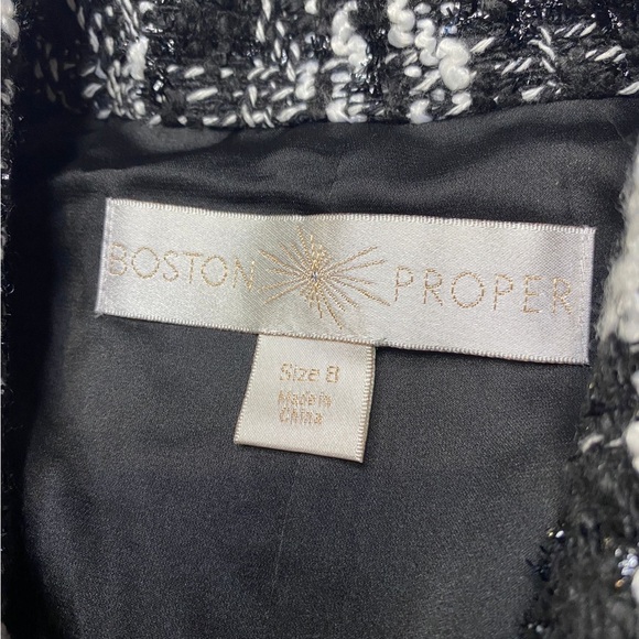 Boston Proper Black and White Plaid Blazer Vest - Picture 3 of 7